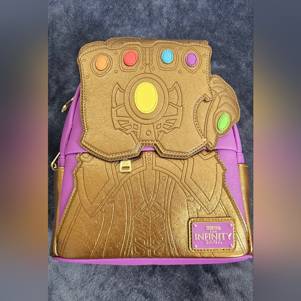 Thanos Marvel Gold and Purple Infinity Loungefly Backpack
